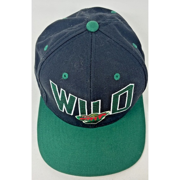 Reebok Minnesota Wild NHL Snapback Hat Black Green WILD Logo Cap - Picture 2 of 6